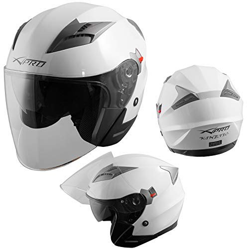 Motorradhelm Helm Sturzhelm Jethelm Roller Innensonnenblende Visier Weiß L