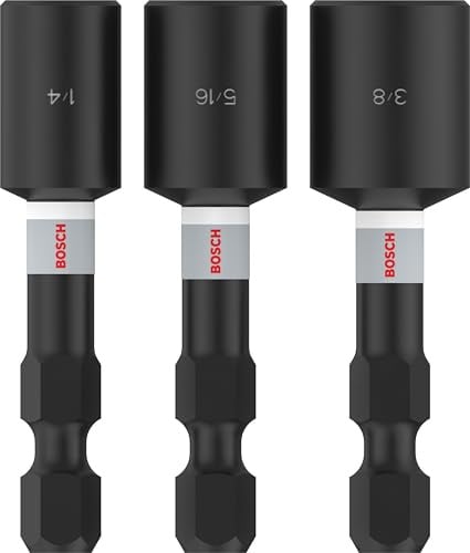 Bosch 3x PRO Nutsetter Impact Set , 1/4 x 50 mm, 5/16 x 50 mm, 3/8 x 50 | Länge 50 mm, Professional Zubehör Schraubendreher, Bohrmaschine/Schrauber