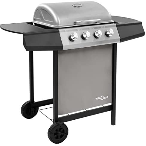 vidaXL Barbecue Gril à Gaz avec 4 Brûleurs d'Extérieur Grille de Cuisson Barbecue de Jardin Barbecue de Terrasse Noir et Argenté