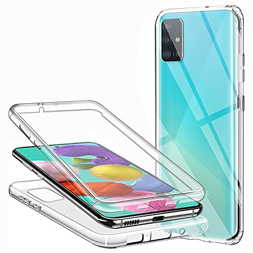 Schutzhülle für Samsung Galaxy A51, 360-Grad-Schutz, transparent, weich, dünn, Schutzhülle aus Silikon, TPU vorne und PC, Kratzfest, stoßfest, Full Body Case für Samsung Galaxy A51
