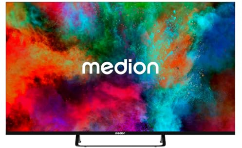 MEDION 138.8 cm 55 Televisor QLED Smart TV 4K Dolby Vision HDR Prime Video Disney+ Compatible con Google TV PVR Bluetooth, MD855701
