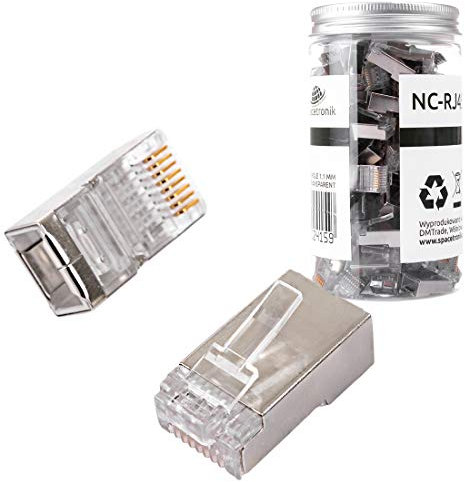 RJ45 CAT 6 FTP Netzwerkstecker Standard Undrig, Stecker für LAN STP FTP UTP Vergoldet, Endstück Ethernet Spacetronik (RJ45 CAT6 FTP)