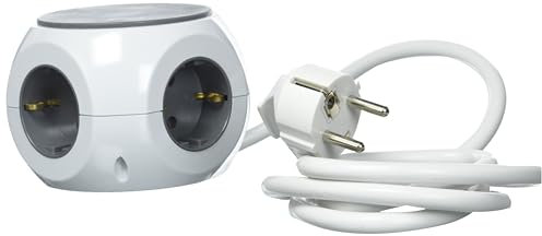 UNITEC Mehrfachsteckdose | 3 Schuko-Steckdosen | 3 USB Anschlüsse | Steckdosenleiste im Würfel-Design | Ideal für Schreibtisch | Anti-Rutsch-Beschichtung | Weiß