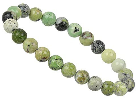 ELEDORO Handgefertigtes Edelstein Perlen Stretch Armband - Echte Steine 8mm (Lemon Chrysopras A-Grade)
