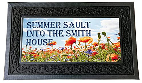 Pajo Personalised Heavy Duty Door Mat 750x450mm With 1 Insert. Premium Quality Rubber and Polyester. Customised with Message of your choice. Replaceable inserts also available below. (Summer)