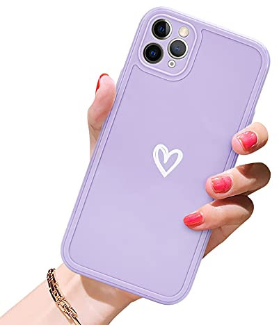 Newseego Compatible for iPhone 11 Pro Max Case,Fashion Cute Love-Heart Simple Pattern iPhone 11 Pro Max Silicone Case for Grils Women Shockproof Thin Soft Protective Cases for iPhone 11 Pro Max-Purple