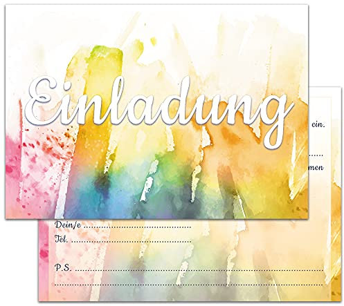 VOSVOLO 25er Set Einladungskarten | Hochglanz Einladungen für Geburtstag, Gartenparty, Konfirmation | Einladungskarten für Erwachsene, Teenager & Kinder | DIN A6 | Moderne Geburtstagseinladungen