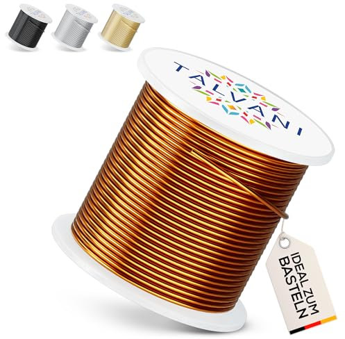 Talvani Filo di alluminio [1 mm|2 mm] [30 m | 120 m] filo di alluminio facile da piegare 2 mm – filo di alluminio 2 mm – filo per gioielli fai da te oro argento rame nero (rame, diametro 2 mm | 30 m)