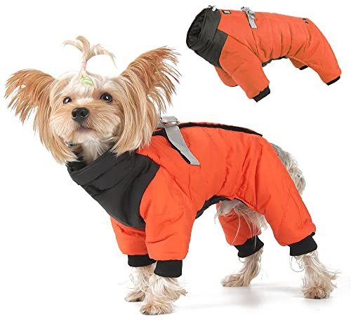 FEimaX Hundemantel Wasserdicht Warm Winterjacke für Kleine Mittlere Hunde Welpen Mantel Haustier Kleidung Reflektierende Winter Weste Jacke Hundepullover mit D-Rings