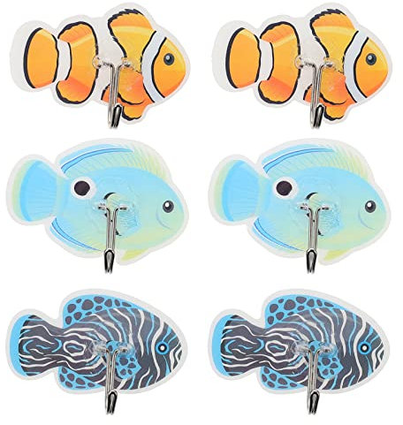 Zerodeko Wandhaken in Fischform Mit Nägeln Selbstklebend Einfach Zu Installieren 6er-pack Zur Aufbewahrung Von Mänteln Hüten Und Werkzeugen
