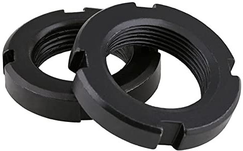 CONPHERON Tuercas Ranuradas Redondas de Retención de Cuatro Ranuras, Acero Carbono, Negro, M10x1.0mm, 5 pcs