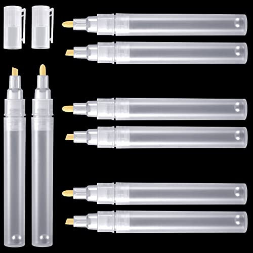 Set of 6 Empty Fillable Pen 3 mm 6 Mm, Refillable Paint Pen Blank Round Tilted Flat Head Refillable Paint Markers Fine Tip Acrylic Markers for Touch Up Graffiti Paper Drawing