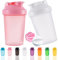 OOTD Lot de 2 bouteilles shaker protéinées et shaker de 400 ml avec boules de fouet, sans plastique BPA (blanc + rose)