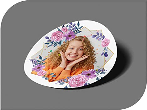 CrisPhy Personalisierbare Aufkleber für Hochzeit mit Ihrem Bild im Blumenrahmen, Aufkleber für Einladungen, Hochzeit mit Ihrem Foto, Taufe, Verlobung, Kommunion, Geburtstag, Party (Modell 1)