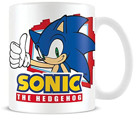 Pyramid International Taza de Sonic The Hedgehog (diseño de pulgares arriba) en caja de regalo – Producto oficial