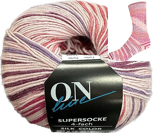 ONline Supersocke Sort. 343 Silk-Color 100g 2879 - rosa/rot/orange/flieder/bordeaux