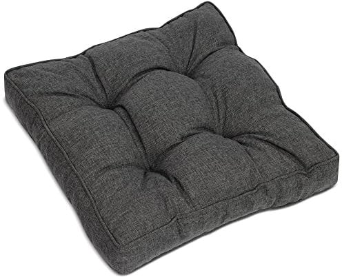 Beautissu Outdoor Loungekissen 70x70cm – Bequemes Sitzkissen 10cm dick Polster Sitzauflage Schmutz- & Wasserabweisend Gartenkissen Gartenmöbel Rattan Lounge Auflage Anthrazit – BeauFlair