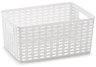 CABLEPELADO Cesta de Almacenamiento Organizador, Cesta de Almacenaje Multiuso, Caja Organizadora, Cesta de baño, 38 cm largo x 19 cm alto x 28 cm fondo, Capacidad 18 litros, Rattan, Blanco