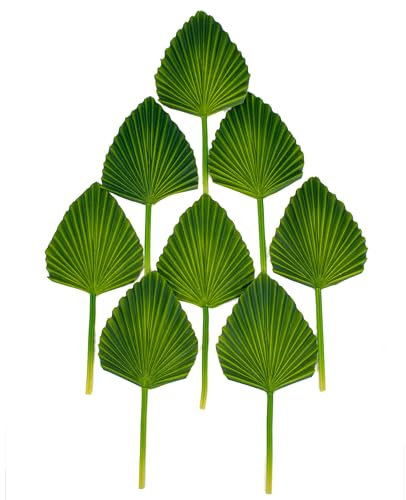 8 Stück Künstliche Pflanze Blätter Tropische, PU Kunstpflanze Palmblätter, Künstliche Tropische Blätter mit biegsamen Stiel für Hochzeit Party Haus Dekoration Büro DIY-Blumenarrangeme