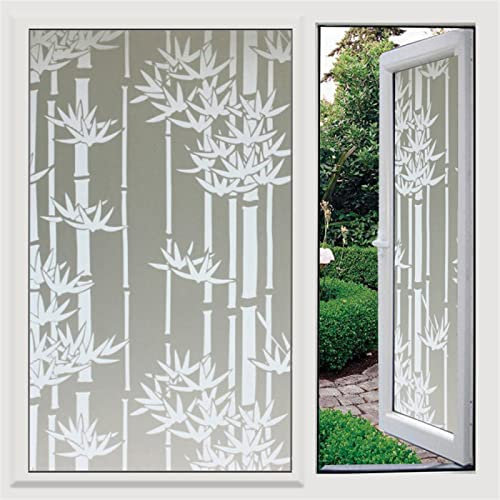 Vinilos para Cristales Vinilo 3D Autoadhesivo Estático Anti-UV Lámina Decorativa para Ventana,Protección de Privacidad sin Pegamento, para el hogar y la Oficina - 60x200cm Bambú Blanco