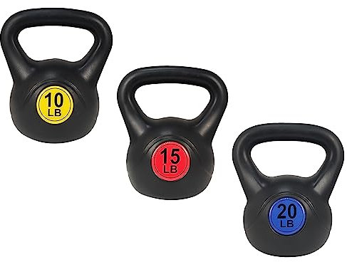 Signature Fitness 3-teiliges Kugelhantel-Übungs-Gewichtsset mit breitem Griff, inklusive 4,5 kg, 15 Pfund und