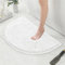 Mateju Tapis Chenille Salle de Bain Antidérapant, Demi-Cercle Tapis de Douche Doux et Absorbant Tapis de Sol Lavable en Machine pour Toilette Cuisine, Baignoire (40 * 60CM,Blanc)