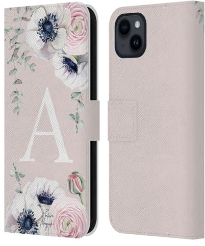Head Case Designs Officially Licensed Nature Magick Letter A Floral Monogram Pink Flowers Leather Wallet Case Compatible With Apple iPhone 15 Plus