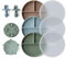 Moonkie Platos Bebe Silicona, 3 Piezas Antivuelco Con Tenedor y Cuchara, Ventosa, Apto para Lavavajillas, Refrigeradores y Microondas (Taupe Cálido/Azul Claro/Verde Grisáceo)