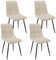 WAFTING Esszimmerstühle 4er Set, Gepolsterter Stuhl mit Hoher Rückenlehne und Leinendesign, Esstischstühle mit Metallfuß, für Esszimmer, Wohnzimmer, Küche, Schlafzimmer und Empfangsraum, Beige