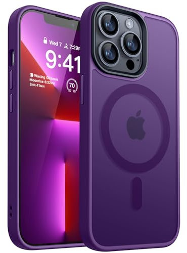 CANSHN Cover Magnetica Opaca per iPhone 13 Pro, [Compatibile con MagSafe] Custodia Traslucida Opaca Protettiva Sottile Antiurto 6,1 Pollici - Viola Scuro