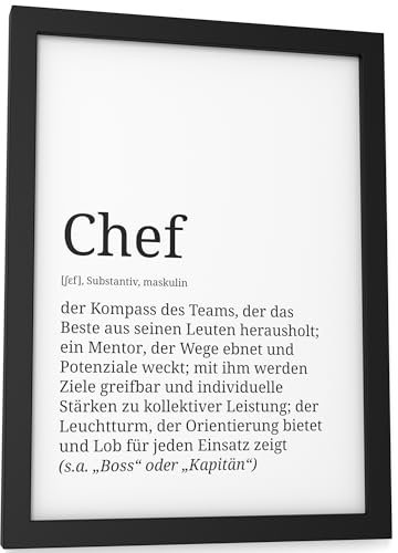 Papierschmiede® Definition: Chef, DIN A5 (15x21 cm), Bild Geschenke für Kollegen, Poster für Büro Deko Geschenke für Mitarbeiter zu Beförderung, Jubiläum, Abschied oder Weihnachten, ohne Rahmen