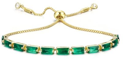 CASSIECA Armband Damen Gold Grün Zirkonia Kristall Tennis Armband für Frauen Geburtstags Muttertag Weihnachten Geschenk für Mama Freund Tochter Gold Schmuck Damen mit Box
