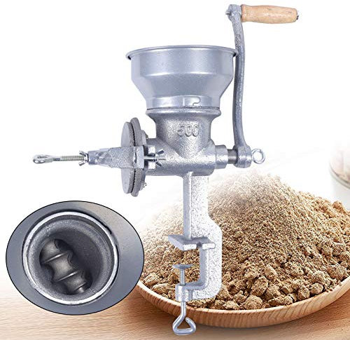 Molino de grano manual, Molinillo de Cereales Manual, con perno molinillo de café manual, con 14cm Tolva Grande, 4.5 cm Abrazadera de Mesa, para moler granos, frijoles, café