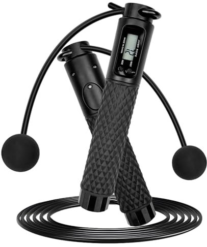 Gvolatee Springseil mit Zähler, Seilspringen Kabelloser Ball, Jump Rope Einstellbar Rutschfeste Griffe, Sprungseil Skipping Rope Kabelloses mit Kalorienzähler für Männer, Frauen, Kinder & Erwachsene