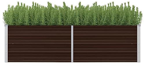 KOIECETA Hochbeet Pflanzkübel Blumenkasten Garten Pflanzkasten Terrassen Gemüsebeet Gartenbeet Pflanzbeet Braun 160 x 40 x 45 cm Verzinkter Stahl