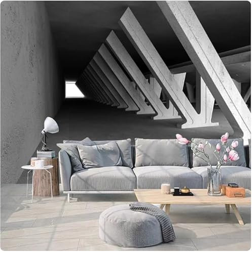 Fototapete 3D Effekt Tapete 3D Stereoskopischer Erweiterter Raum Zement Wandmalerei Wohnzimmer Schlafzimmer Home Wall Decor Vliestapete 250Cm(W)*175Cm(H)