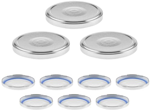 mikken Blueseal TO82 - Lot de 10 couvercles pour pots à confiture de 8,5 cm - Sans BPA/PVC - Couvercle de rechange Twist-Off - Argenté