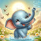 MOGTAA Elefant Diamond Painting Erwachsene, 5D Tiere Diamant Painting Bilder Set, DIY Diamond Art Sonnenuntergang Diamant Malerei Bilder für Home Wand Dekor 30x30cm