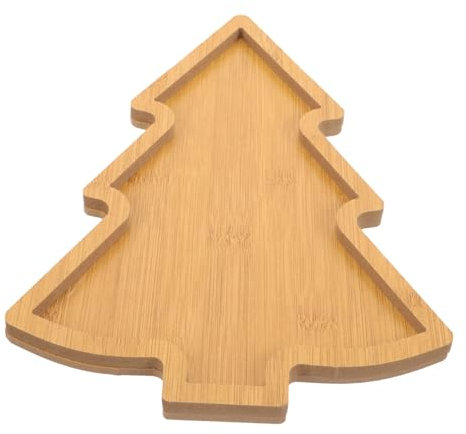 ABOOFAN Christmas Tree Tray Shaped Fruit Plate Charcuterie Board Cheese Platter Holiday Cookie Wooden Xmas Plates