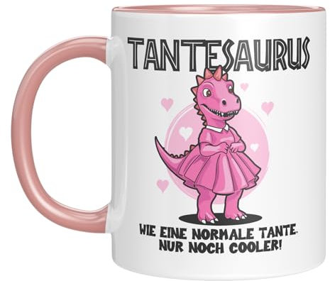 Tasse mit Spruch - Tantesaurus - coolste Tante der Welt - Patentante - witzig - Geschenkidee - Dino Motiv - Geburtstagsgeschenk - beste Freundin - Familie