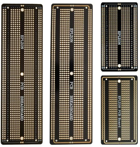 EPLOZN 2PCS 6.8x2.05 & 2PCS 3.5x2.05 Breadboard Kit Solderable Breadboards for Electronics Projects Compatible for DIY Soldering Circuits Projects Prototype Board,Black