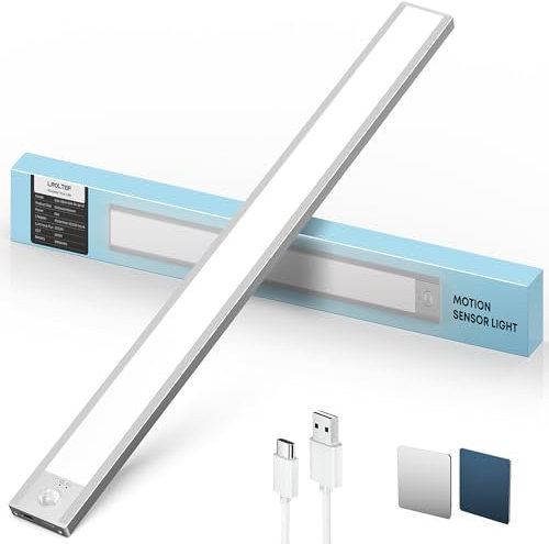 Schrankbeleuchtung Led Lampe mit Bewegungsmelder - 50cm 3000mAh Schranklicht Unterbauleuchte Küche Licht Leiste Aufladbar Magnetische - Dimmbar Treppenlicht Vitrinenbeleuchtung | 1 Stück