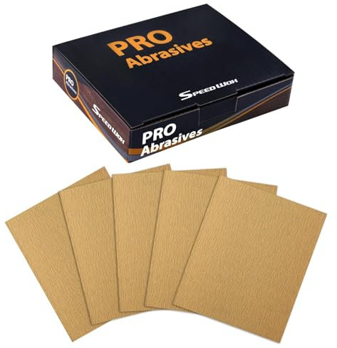 SPEEDWOX 1/4 feuille feuille de papier de verre 25PCS Premium Sand Paper 220 feuilles de ponçage de grain 5.5 x 4.5 papier de ponçage pour bois métal automobile meubles bois Clip-On, main blocs de