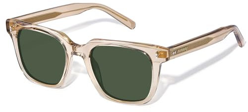 AVAWAY Mode Polarisierte Sonnenbrille Herren UV Schutz Retro Vintage Acetat Rahmen Quadrat Brille für Fahren Angeln