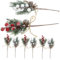 CANIGHT 12 Stück Weihnachtsdeko Für Zuhause Weihnachtsgirlande Weihnachtsdekoration Kiefernholz Dekoration Künstliche Kiefernholz Rote Beeren Weihnachtsbaumzweige Kiefernholz