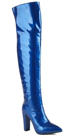 HQINGAXU Donna Stivali Alti sopra Ginocchio Tacco in Pelle Lucida PU Tacco Grosso Blocco Stivali Sexy da Moda Abito Slip-On Equitazione Punta Affusolata Alti Invernali Lunghi