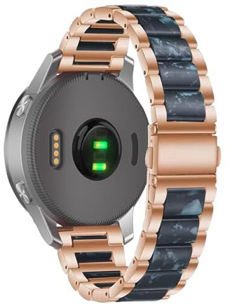 Bracelet en Acier Inoxydable en Résine pour Garmin Venu 2S/3S Bracelet, avec Métal Fermoir Réglable Bande de Rechange pour Femme Homme Compatible avec Garmin Venu 2S/3S Sangle (Acier inoxydable,9)
