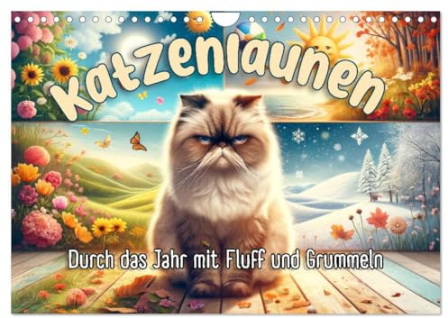 Katzenlaunen - Durch das Jahr mit Fluff und Grummeln (Wandkalender 2026 DIN A4 quer), CALVENDO Monatskalender: Jahresrunden mit Miez & Missmut (CALVENDO Tiere)