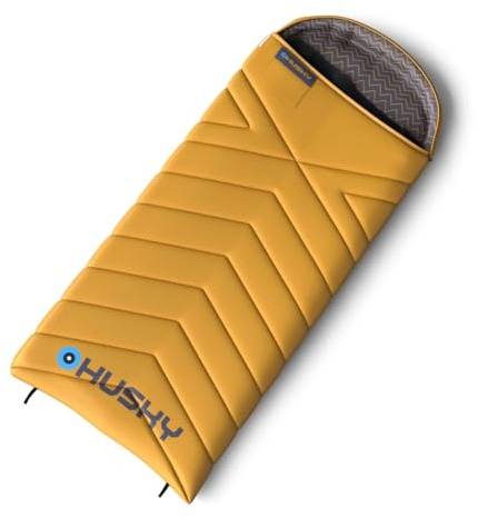 Husky Gizmo Schlafsack 3 Jahreszeiten bis -5°C, Warme Deckenschlafsack für Erwachsene und Kinder, Sommerschlafsack für Camping, Trekking, Outdoor und Indoor (Gelb, 220x90)