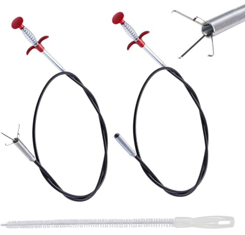 msymsyu Krallengreifer 3-teilig Abflussreiniger Spirale mit Rohrreiniger Set 90cm und 200cm Reinigungsbürste 60cm Ideal für Klopfabfluss Haare und Verstopfungen in Küche Badezimmer und WC